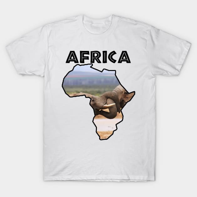 African Wildlife Continent Elephant Tussle T-Shirt by PathblazerStudios